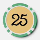 Zwart Dragon goud groen 25 gestreepte poker chip (Achterkant)