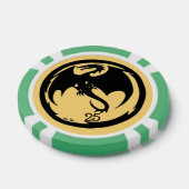 Zwart Dragon goud groen 25 gestreepte poker chip (Enkel)