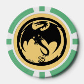 Zwart Dragon goud groen 25 gestreepte poker chip (Voorkant)