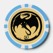 Zwart Dragon goud lt blauw 50 gestreepte poker chi Poker Chips (Voorkant)