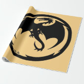 Zwart Dragon goud mat inpakpapier groot (Uitgerold)