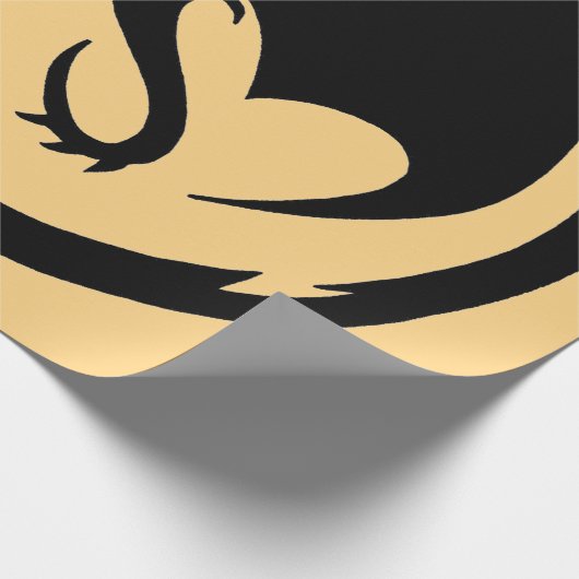 Zwart Dragon goud mat inpakpapier groot (Hoek)