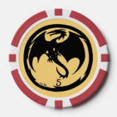 Zwart Dragon goud rood 5 gestreepte poker chip (Voorkant)