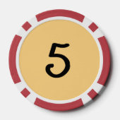 Zwart Dragon goud rood 5 gestreepte poker chip (Achterkant)