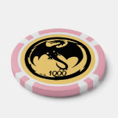 Zwart Dragon goud roze 1000 gestreepte poker chip (Enkel)