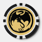 Zwart Dragon goud zwart 100 gestreepte poker chip (Voorkant)