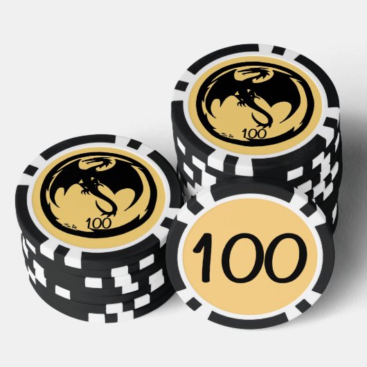 Zwart Dragon goud zwart 100 gestreepte poker chip (Opstapeling)