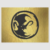 Zwart Dragon gouden ader tissuepapier groot (Voorkant)