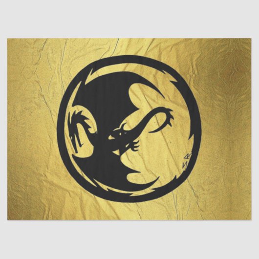 Zwart Dragon gouden ader tissuepapier groot (Voorkant)