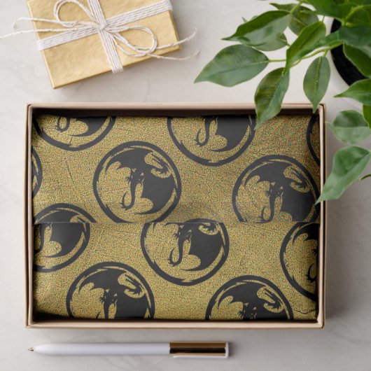Zwart Dragon gouden ader tissuepapier medium (Geschenk)