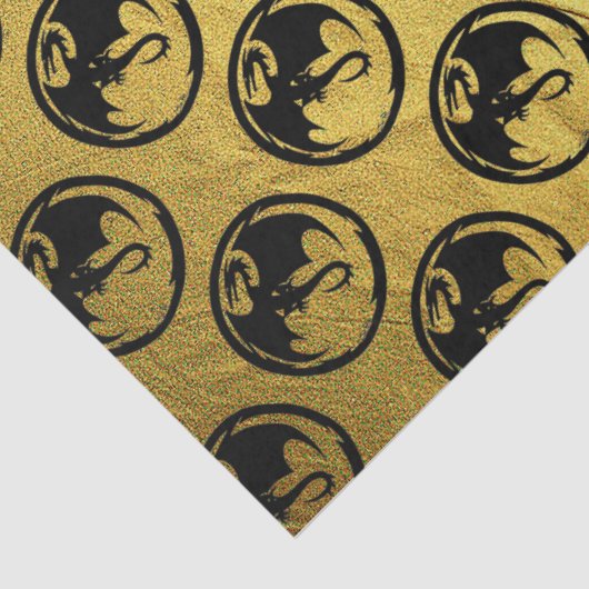 Zwart Dragon gouden ader tissuepapier medium (Detail)