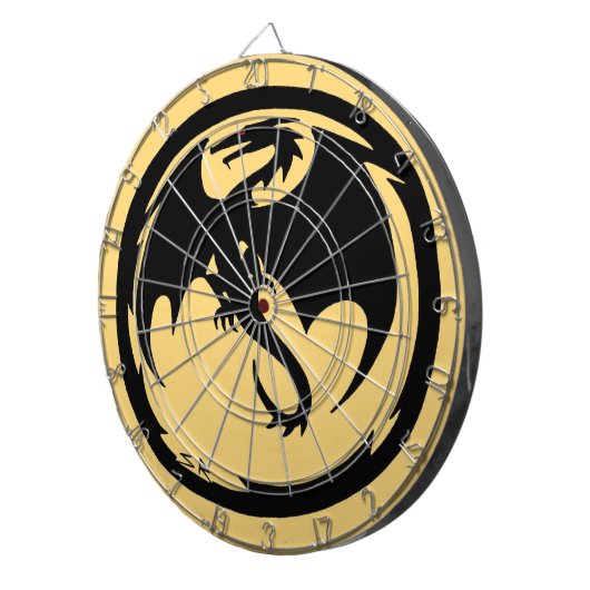 Zwart Dragon gouden dartboard Dartbord (Voorkant Rechts)