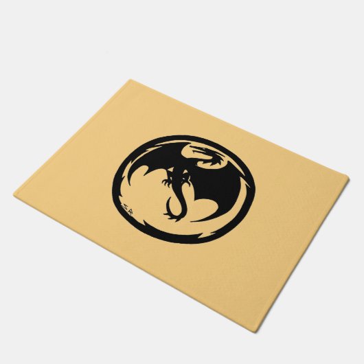 Zwart Dragon gouden kleine deurmat (Schuin)