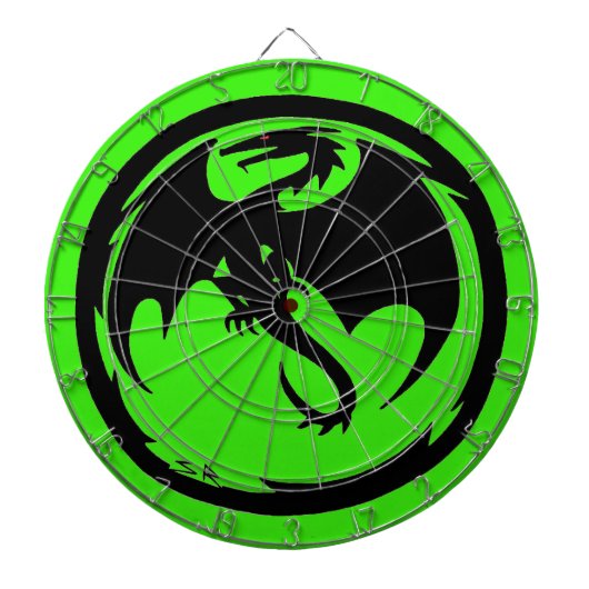 Zwart Dragon groen dartboard Dartbord (Voorkant)