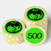 Zwart Dragon groen geel 500 gestreepte poker chip (Opstapeling)