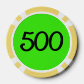 Zwart Dragon groen geel 500 gestreepte poker chip (Achterkant)
