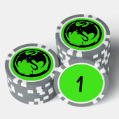 Zwart Dragon groen grijs 1 gestreepte poker chip (Opstapeling)
