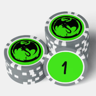 Zwart Dragon groen grijs 1 gestreepte poker chip
