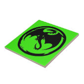 Zwart Dragon Groen klein tegel Tegeltje (Zijkant)