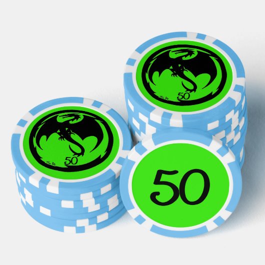 Zwart Dragon groen lt blauw 50 gestreepte poker ch Poker Chips (Opstapeling)