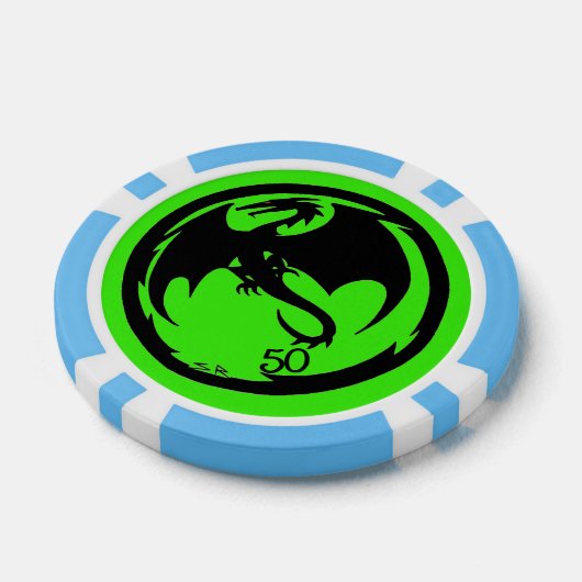 Zwart Dragon groen lt blauw 50 gestreepte poker ch Poker Chips (Enkel)