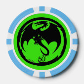 Zwart Dragon groen lt blauw 50 gestreepte poker ch Poker Chips (Voorkant)