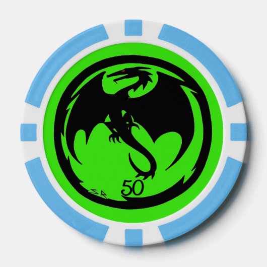 Zwart Dragon groen lt blauw 50 gestreepte poker ch Poker Chips (Voorkant)