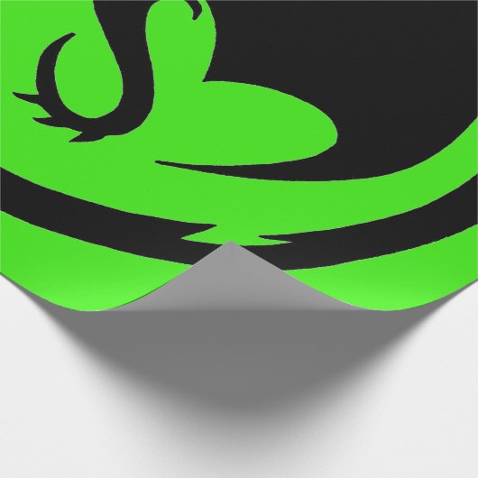 Zwart Dragon groen mat inpakpapier groot (Hoek)