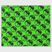 Zwart Dragon groen mat inpakpapier medium (Vlak)