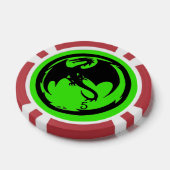 Zwart Dragon groen rood 5 gestreepte poker chip (Enkel)