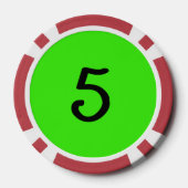 Zwart Dragon groen rood 5 gestreepte poker chip (Achterkant)