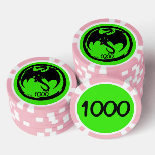Zwart Dragon groen roze 1000 gestreepte pokerchip