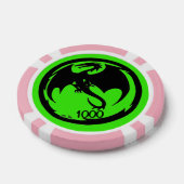Zwart Dragon groen roze 1000 gestreepte pokerchip (Enkel)