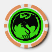 Zwart Dragon groen sinaasappel 5000 gestreepte pok Poker Chips (Voorkant)