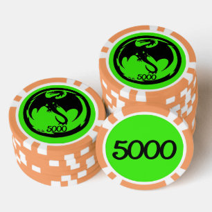 Zwart Dragon groen sinaasappel 5000 gestreepte pok Poker Chips