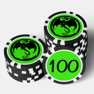Zwart Dragon groen zwart 100 gestreepte pokerchip