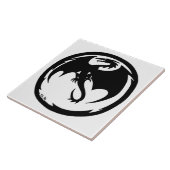 Zwart dragon grote tegel tegeltje (Zijkant)