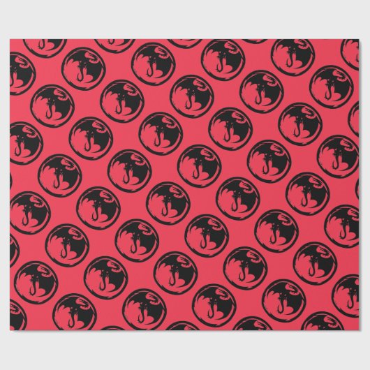 Zwart Dragon koraal mat wikkelpapier medium Cadeaupapier (Vlak)