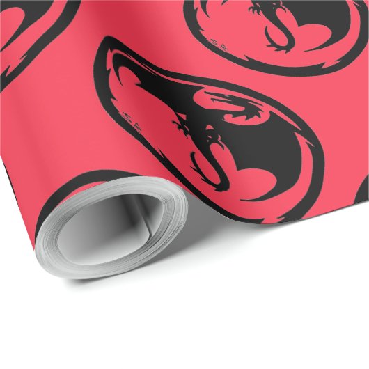 Zwart Dragon koraal mat wikkelpapier medium Cadeaupapier (Rol Hoek)