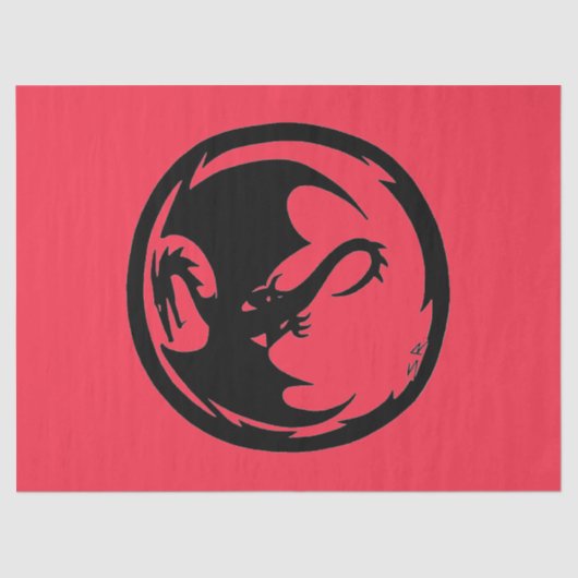 Zwart Dragon koraal tissuepapier groot (Voorkant)