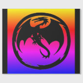 Zwart Dragon neon glanzend inpakpapier groot (Vlak)
