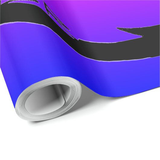 Zwart Dragon neon glanzend inpakpapier groot (Rol Hoek)