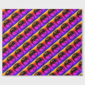 Zwart Dragon neon glanzend inpakpapier medium (Vlak)