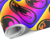 Zwart Dragon neon glanzend inpakpapier medium (Rol Hoek)