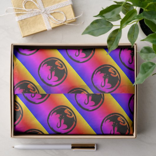 Zwart Dragon neon tissuepapier medium (Geschenk)