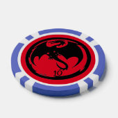 Zwart Dragon rood blauw 10 gestreepte poker chip (Enkel)