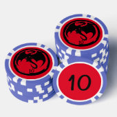 Zwart Dragon rood blauw 10 gestreepte poker chip (Opstapeling)