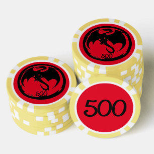 Zwart Dragon rood geel 500 gestreepte poker chip