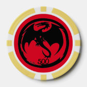 Zwart Dragon rood geel 500 gestreepte poker chip (Voorkant)