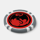 Zwart Dragon rood grijs 1 gestreepte poker chip (Enkel)